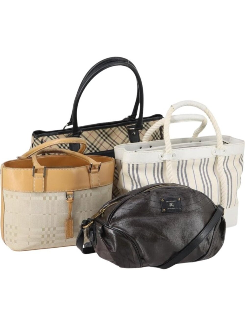 BURBERRY Nova Check Tote Bag Canvas 4 Set Beige